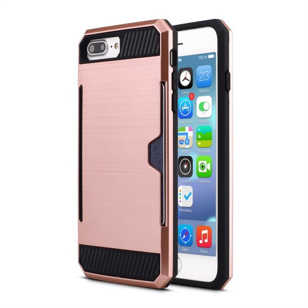 Wholesale iPhone 7 Credit Card Armor Hybrid Case (Rose Gold)